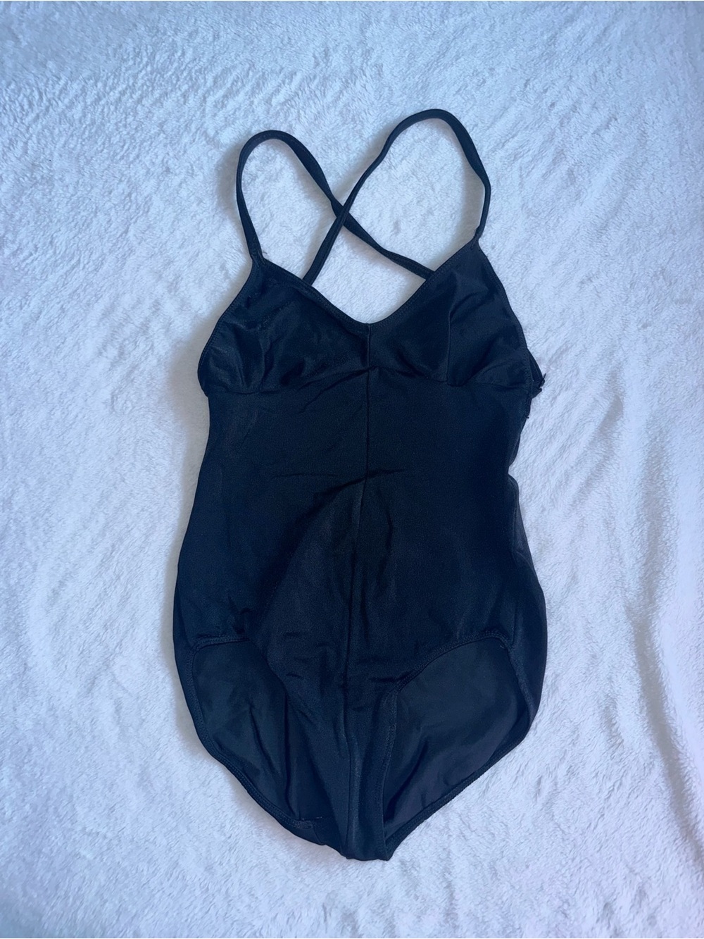 Vintage Designers Original Black Leotard Bodysuit Size Medium M Low Back Cross